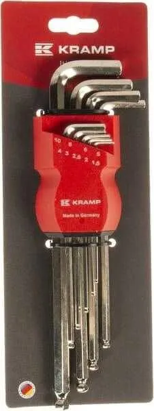 Hex key Set 1.5-10mm 9-piece, nickel plated