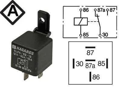 Rele 12V 40/15A 5 liittimen vaihtokosketin