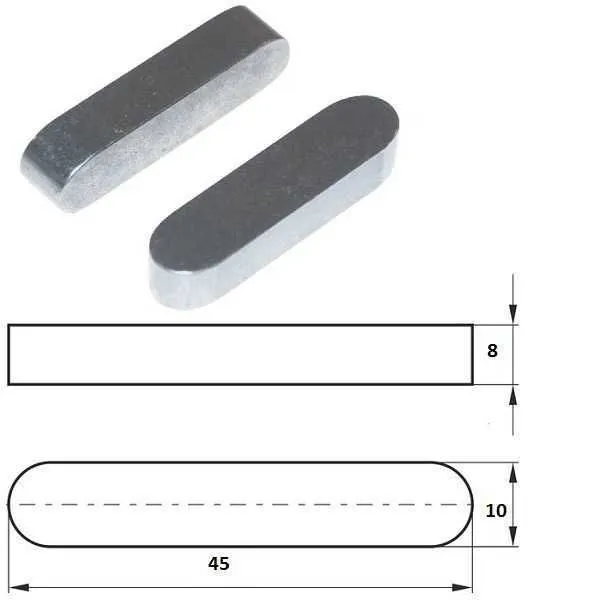 Feather key 10x8x45 DIN 6885 A