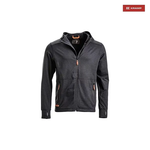 Men´s fleece jacket with hood size 5XL charcoal